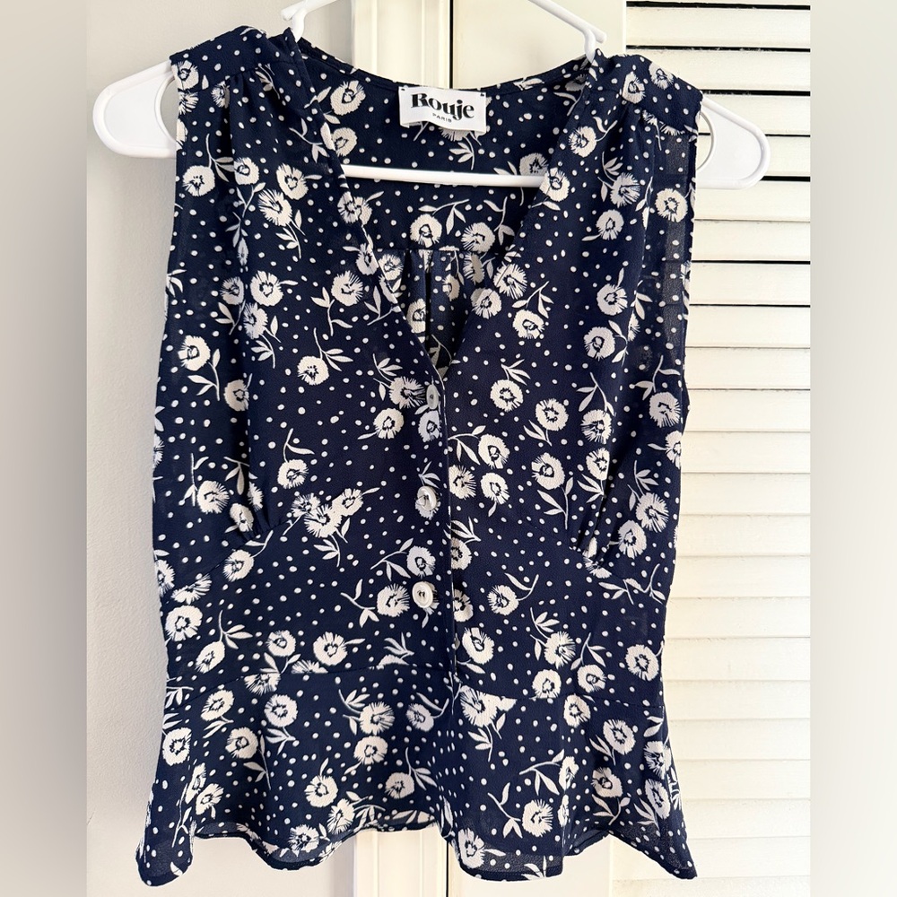 Rouje Navy and White Floral Top